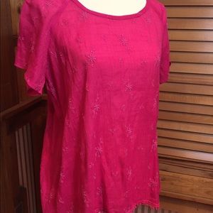 Pink short sleeve blouse